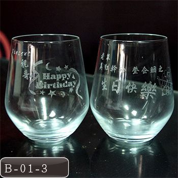 玻璃酒杯雕刻8X9CM/2入