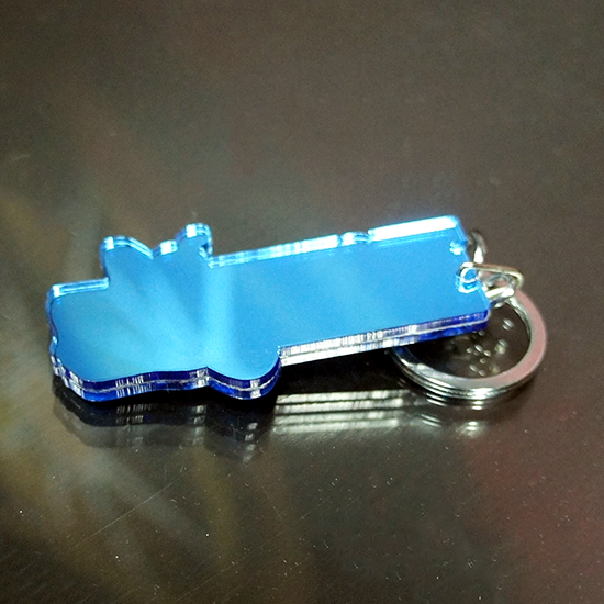 藍色鏡面板車牌鑰匙圈-001