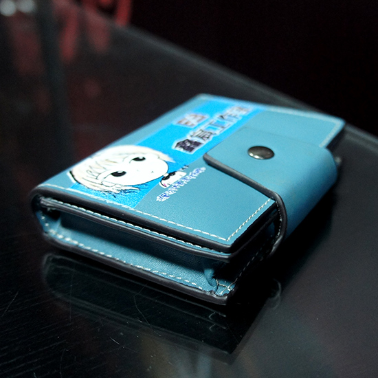 彩印藍色皮夾錢包-003