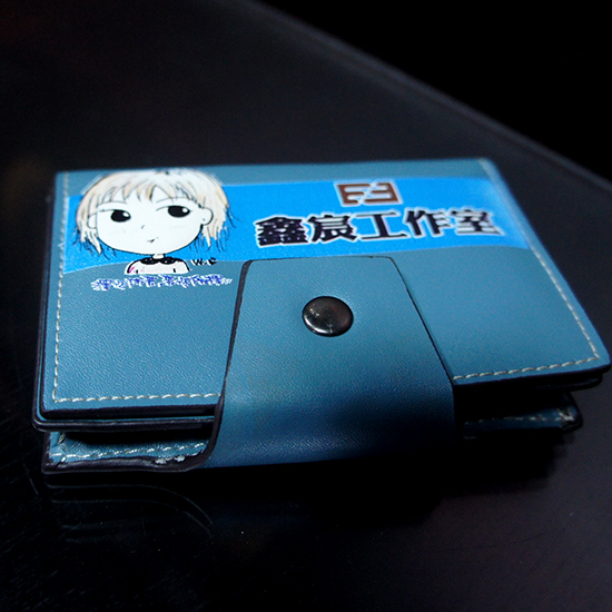 彩印藍色皮夾錢包-002