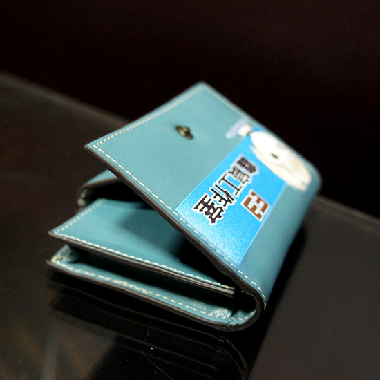 彩印藍色皮夾錢包-008